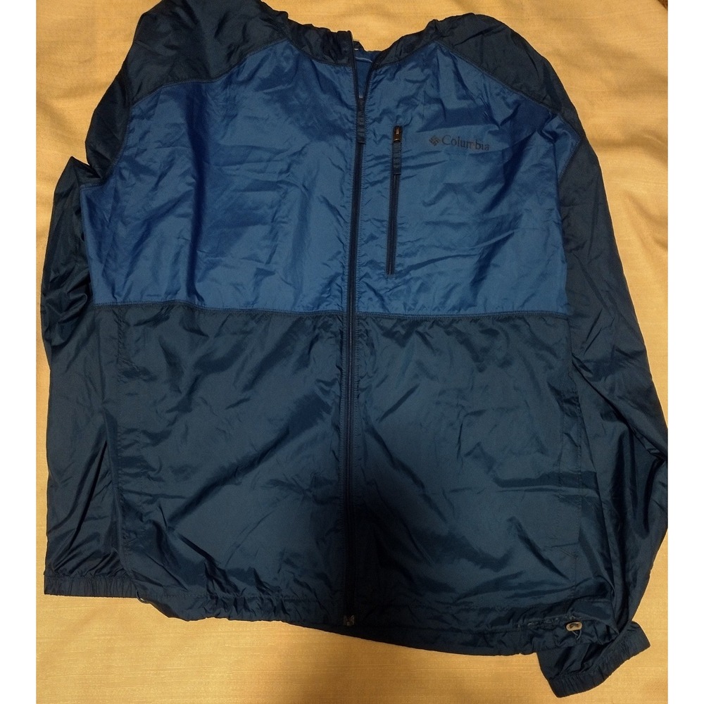 Columbia Men's Lightweight Jacket Blue Hooded Full Zip Colorblock